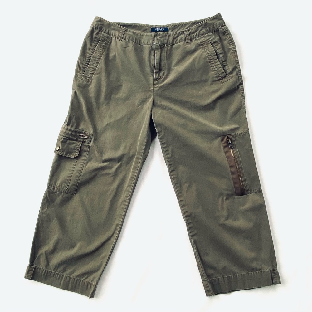 Chaps Women’s Cargo Pants Olive Green Capris, Size 6